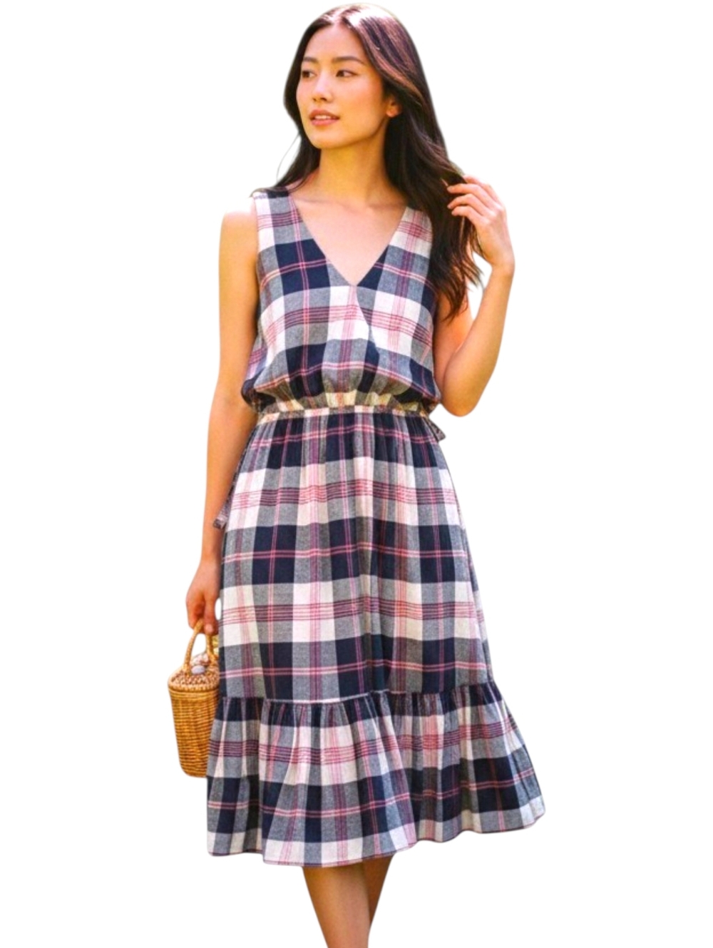 Anthropologie Isabella Sinclair Plaid Cottagecore Prairie Midi Dress XS NWT